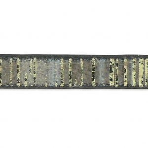 Ruban fantaisie en matière synthétique 5 mm bandes foncées reflets doré x1.2m