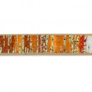 Ruban fantaisie en matière synthétique 5 mm bandes orange reflets doré x1.2m