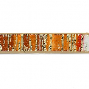 Ruban fantaisie en matière synthétique 5 mm bandes orange reflets doré x1.2m