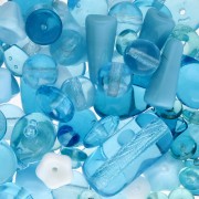 Assortiment de perles de bohème - Bleu aqua x50g|raw }}