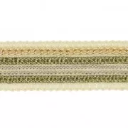 Galon fantaisie décoré de chaines et paillettes 25 mm Crème x10cm