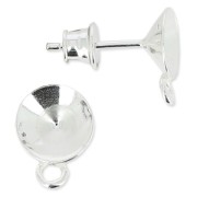 Clous d'oreille 1 anneau porte-cabochon PureCrystal 1088  8 mm Argent 925 x2