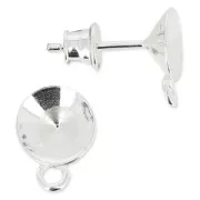 Clous d'oreille 1 anneau porte-cabochon PureCrystal 1088  8 mm Argent 925 x2