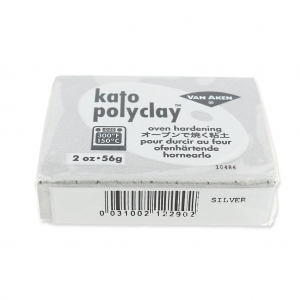 Pâte polymère Kato Polyclay  56 gr Argenté (n°290)