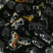 Perles en verre 2 trous Zorro Bead 5x6 mm Jet Valentinit x50