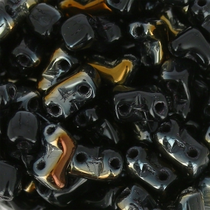 Perles en verre 2 trous Zorro Bead 5x6 mm Jet Valentinit x50