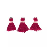 Pompons en rayonne 20 mm avec attaches - Rouge Foncé - Acier x6