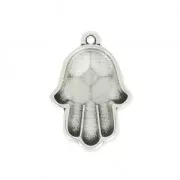 Pendentif à résiner Main de Fatima 23 mm - Placage Argent fin vieilli x1