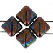 Perles en verre 2 trous Silky Bead Dia 5x5 mm Jet Luster Iris x50|raw }}