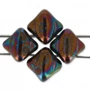 Perles en verre 2 trous Silky Bead Dia 5x5 mm Jet Luster Iris x50