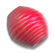 Perle ronde striée en bois 20 mm rouge x 1