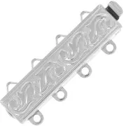 Fermoir 4 rangs motif feuilles 9x25 mm rhodié