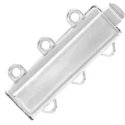 Fermoir 3 rangs 21x9 mm motif feuilles - White bronze x1