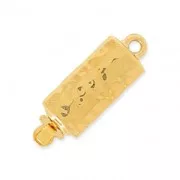Fermoir à clipser rectangle martelé 6x18 mm doré