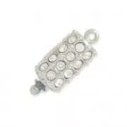 Fermoir à clipser incrusté de strass PureCrystal 8.5x20mm plaqué rhodium/Crys