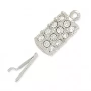 Fermoir à clipser incrusté de strass PureCrystal 8.5x20mm plaqué rhodium/Crys