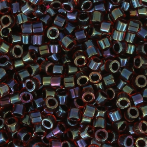 Miyuki Delica 11/0 DB0297 -  Dark Grey AB Garnet Lined x8g