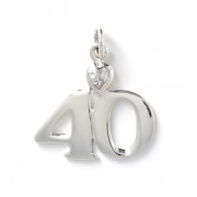 Pendentif anniversaire 40 ans avec coeur Cristal 23 mm en Argent 925 x1|raw }}