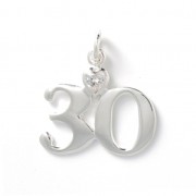 Pendentif anniversaire 30 ans avec coeur Cristal 23 mm en Argent 925 x1