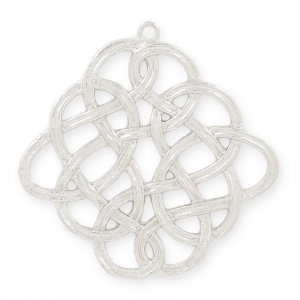 Pendentif en laiton forme Rhombus avec fil entrelacé 31 mm rhodié