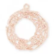 Pendentif en laiton rond avec fil entrelacé 22 mm doré rose HQ