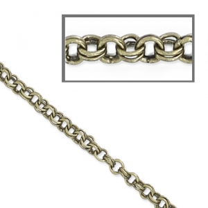Chaîne maille forçat double anneaux 2.3 mm bronze x1m