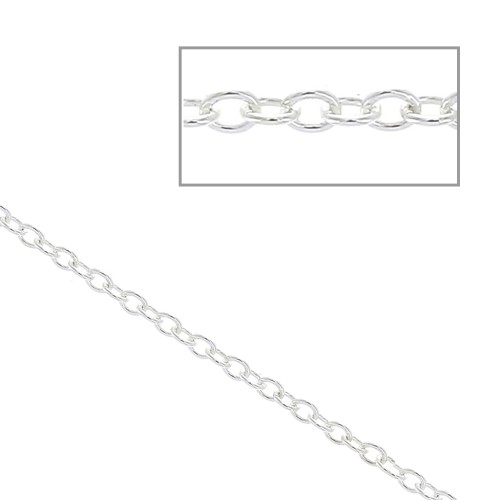Chaîne maille Forçat  1,3 mm en Argent 925 x 1 m