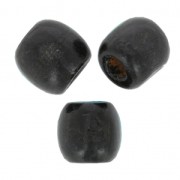 Perles rondes gros trou en bois 16 mm Noir x20