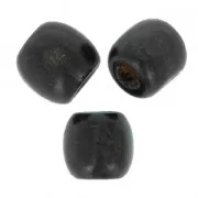 Perles rondes gros trou en bois 16 mm Noir x20
