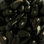 Perles en verre tchèque 2 trous Zoliduo® Right  5x8mm Jet Green Luster x20