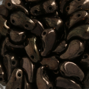 Perles en verre tchèque 2 trous Zoliduo® Right  5x8mm Gold Bronze x20