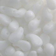 Perles en verre tchèque 2 trous Zoliduo® Left 5x8mm Opaque White x20