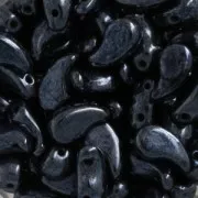 Perles en verre tchèque 2 trous Zoliduo® Left 5x8mm Jet Hematite  x20