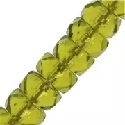 Perles rondelles Heishi facettées 6x3 mm - Olivine x25