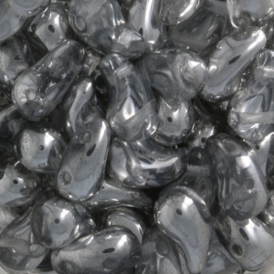 Perles en verre tchèque 2 trous Zoliduo® Left 5x8mm Crystal/Argent x20