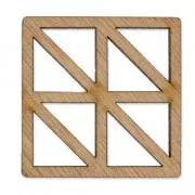 Pendentif Géométrique forme carrée 40 mm en bois Brown x1