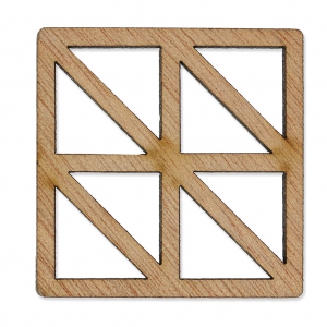 Pendentif Géométrique forme carrée 40 mm en bois Brown x1