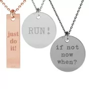 Breloque médaille gravée Run 11 mm en Argent 925 doré à l'or fin x1