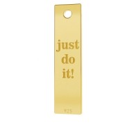 Breloque médaille rectangle gravée Just do it en Argent 925 Doré à l'or fin x1