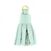 Pompon en cuir 22 mm pour création ou customisation DIY - Mint -doré à l'or fin x1