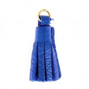 Pompon en cuir 22 mm - Bleu dur - Doré à l'or fin x1|raw }}