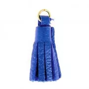 Pompon en cuir 22 mm - Bleu dur - Doré à l'or fin x1