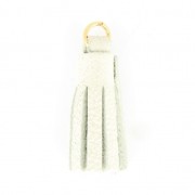 Pompon en cuir 22 mm pour création ou customisation DIY - Blanc/doré x1