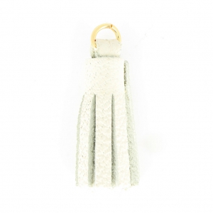 Pompon en cuir 22 mm pour création ou customisation DIY - Blanc/doré x1