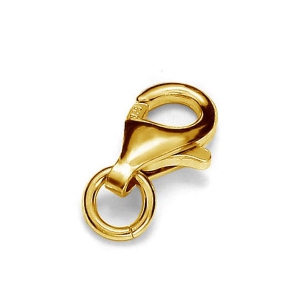 Fermoir mousqueton 11 mm en argent 925 doré à l'or fin x1