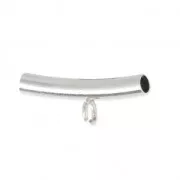 Pendentif tube attache breloque 20x3 mm pour cordon 2 mm rhodié