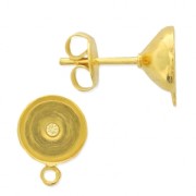 Clous d'oreilles porte-cabochon avec anneau pour 1028/1088 8 mm Doré à l'or fin x2|raw }}