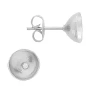 Clous d'oreilles porte-cabochon pour 1028/1088 8 mm - Rhodié x2