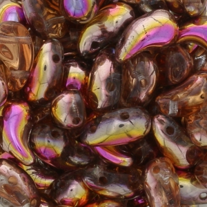 Perles en verre tchèque 2 trous Zoliduo® Right 5x8mm Crystal Sunset x20