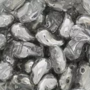 Perles en verre tchèque 2 trous Zoliduo® Right 5x8mm Crystal/Argent x20